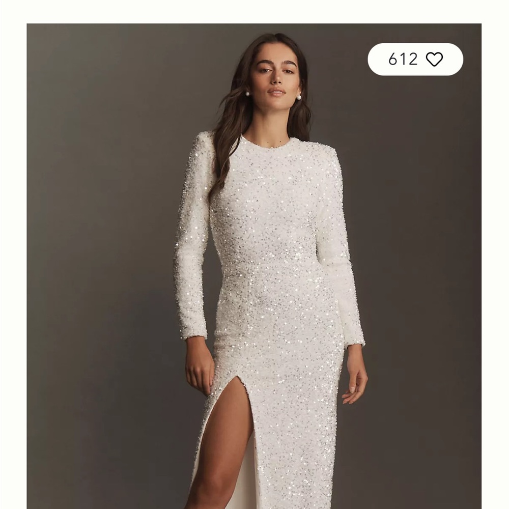 Stunning White Sequin Long Sleeve Dress